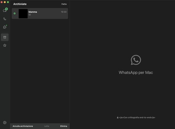 Togliere chat archiviata WhatsApp macOS