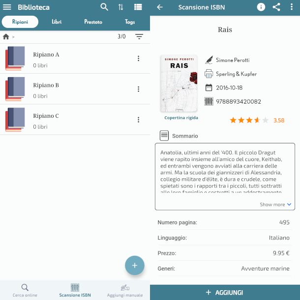 schermate app Handy LIbrary