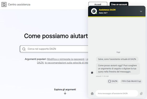Chat con DAZN