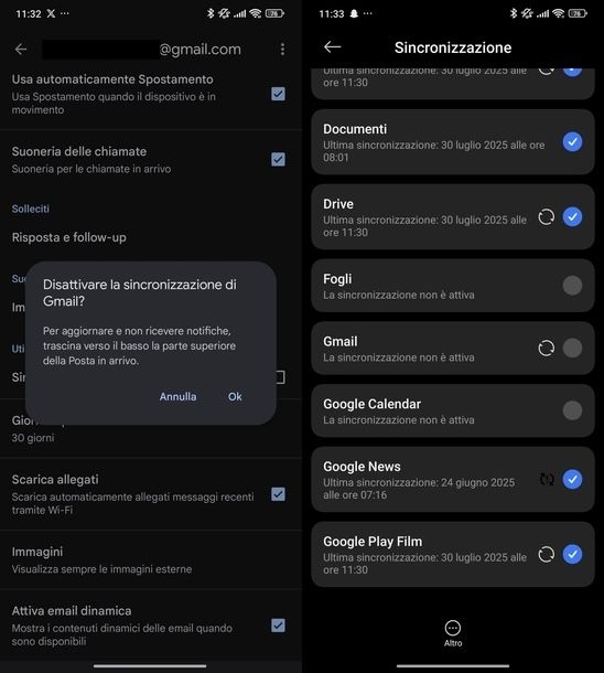 Uscire Gmail Android