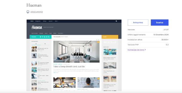 pagina Web tema Hueman