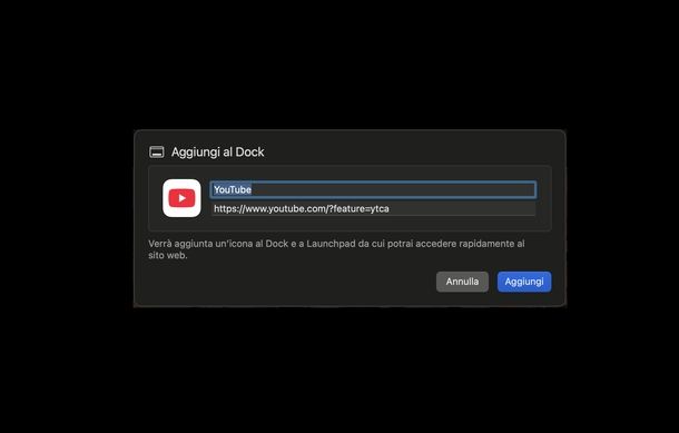 Creare PWA YouTube Safari