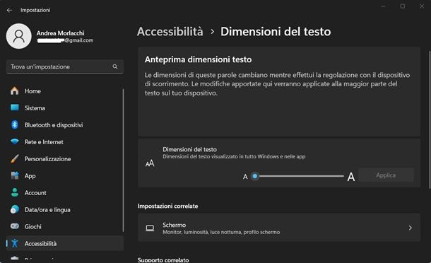 dimensioni schermo windows 11