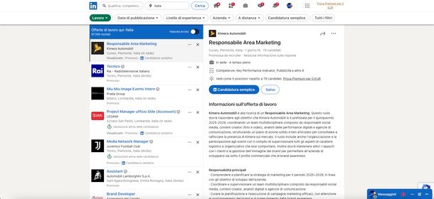 LinkedIn offerte di lavoro
