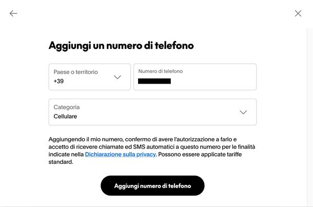 Cambiare numero di telefono PayPal Web