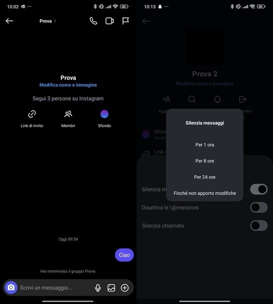 Gestire gruppo Instagram Android