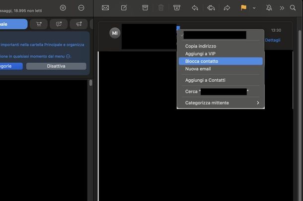 Bloccare email da indirizzo Apple Mail macOS