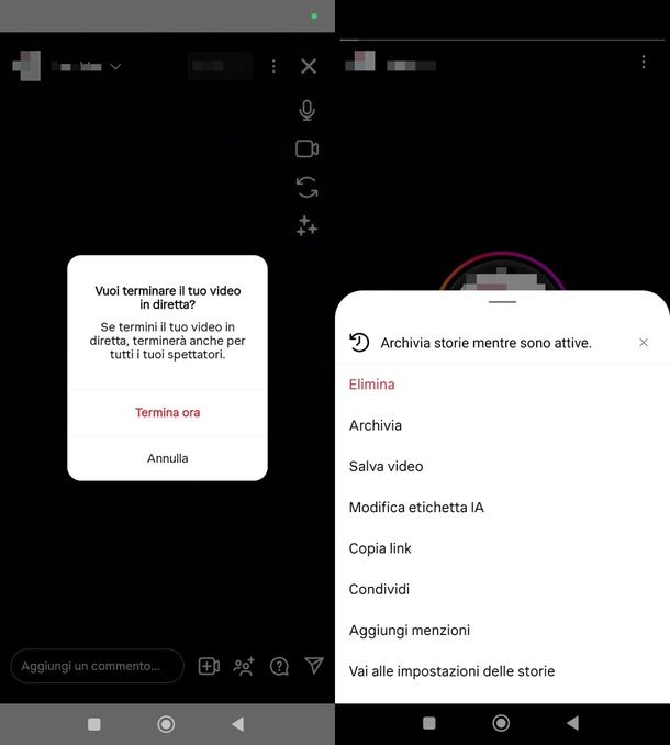 scaricare proprie dirette Instagram Android