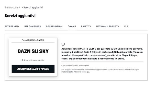DAZN su Sky