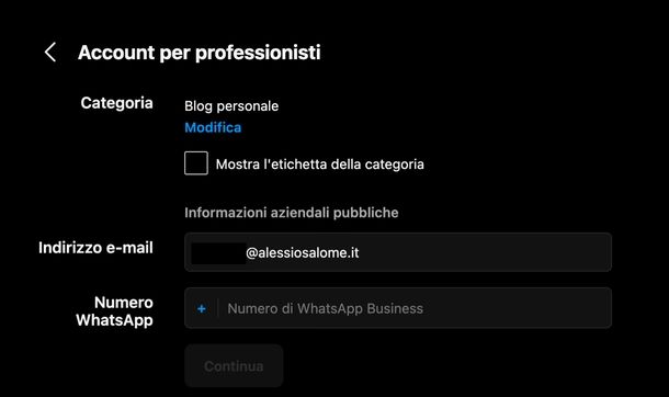 Cambiare indirizzo email Instagram Web