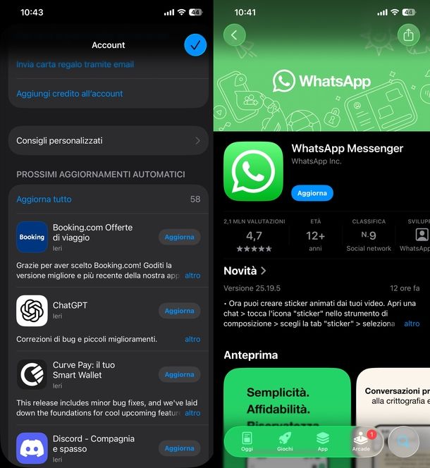 Aggiornare WhatsApp iPhone