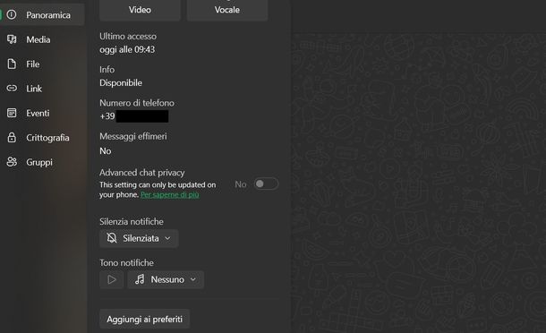 Disattivare notifiche WhatsApp Windows