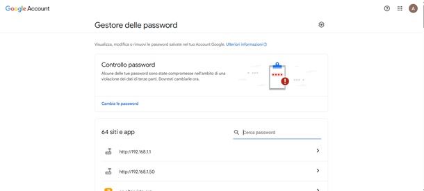 gestore delle password google