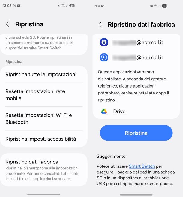 Come resettare Samsung Galaxy procedura standard