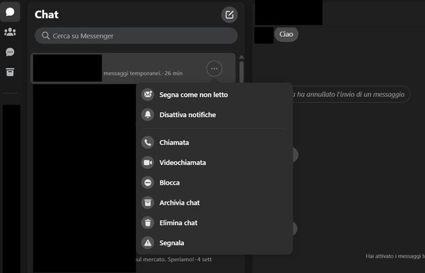 Cancellare messaggi Messenger Windows tutti insieme