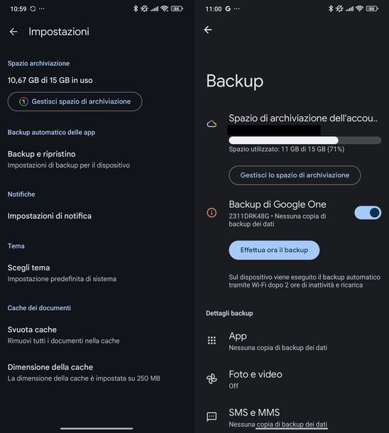 Salvare contatti Google Drive Android