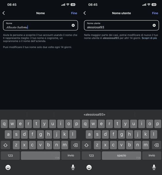 Cambiare nome Instagram iPhone