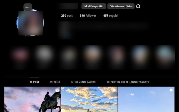 Elementi salvati Instagram
