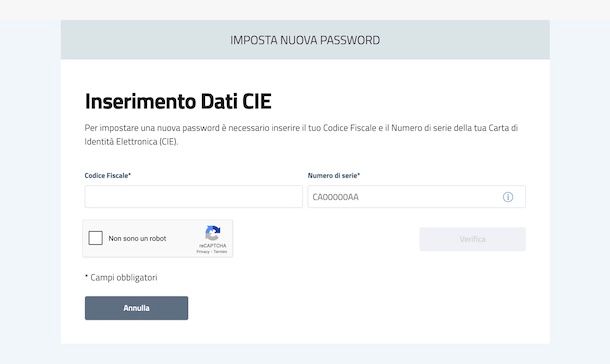 Recuperare password CIE