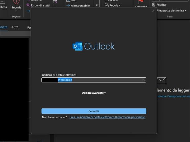 Cambiare indirizzo email Outlook classic Windows