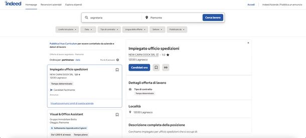 Indeed offerte lavoro