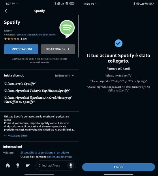 Cambiare account Spotify Alexa Android