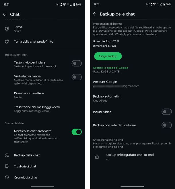 Come fare backup Android WhatsApp