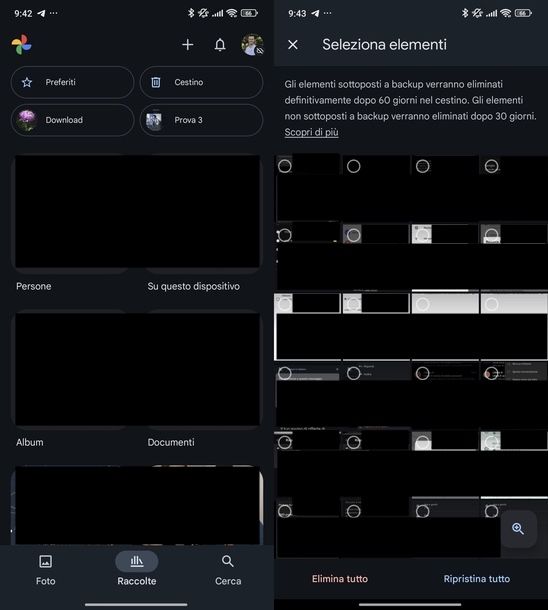 Recuperare foto cestino Google Foto Android