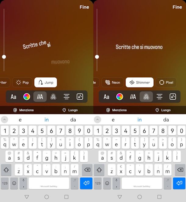 Fare le scritte che si muovono su Instagram