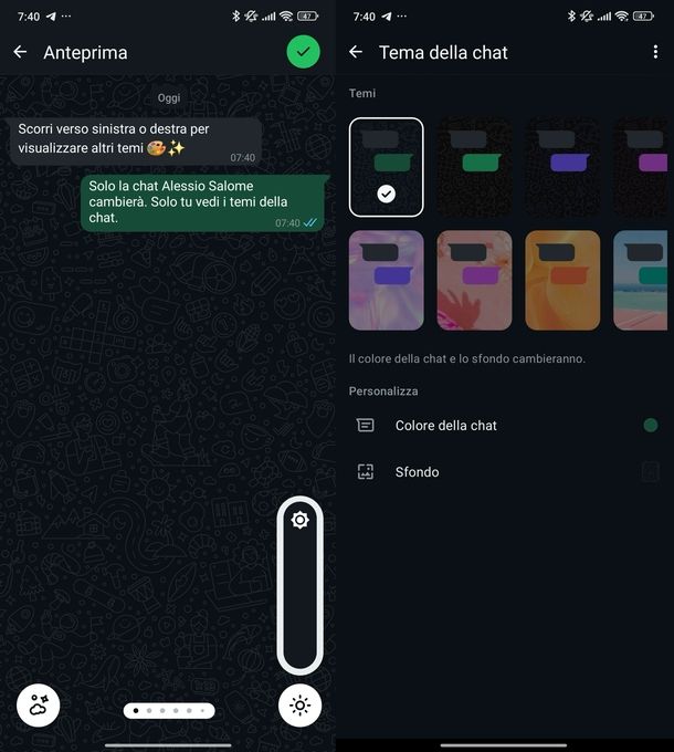 Mettere sfondi diversi WhatsApp Android