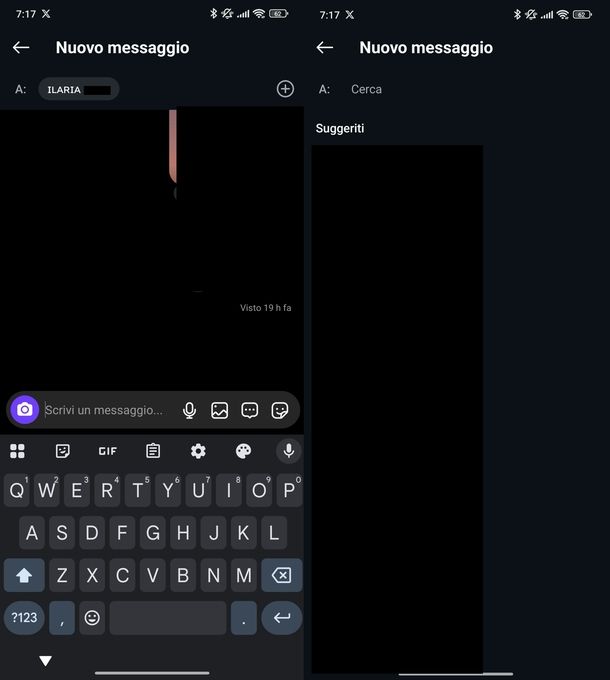 Iniziare conversazione Instagram Android