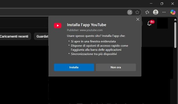 Creare PWA YouTube Microsoft Edge