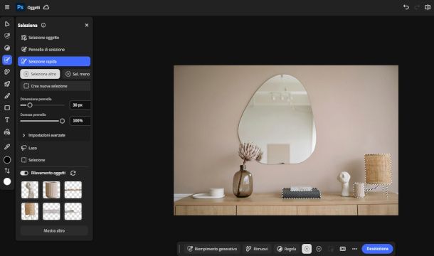 strumenti di selezione Photoshop online