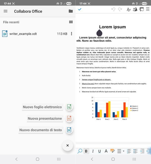 Collabora Office su Android