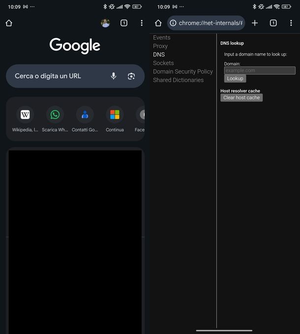 Svuotare cache DNS Chrome Android