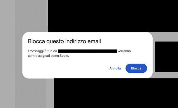Bloccare email da indirizzo Gmail Web