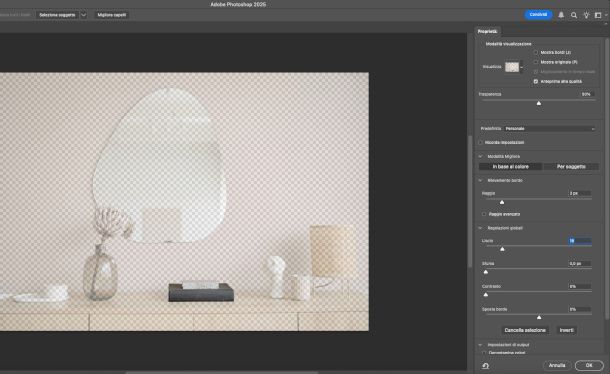 funzione selezione e maschera Photoshop