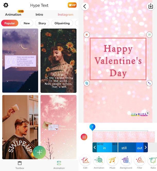 App per scritte che si muovono su Instagram