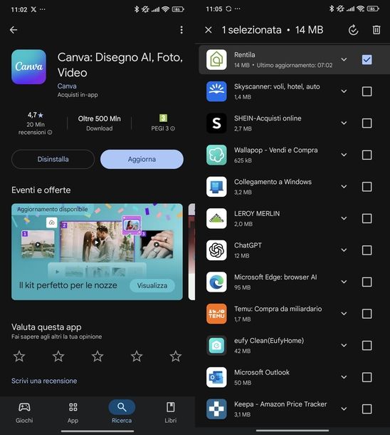 Aggiornare app Android