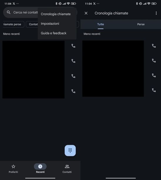 Vedere cronologia chiamate Android