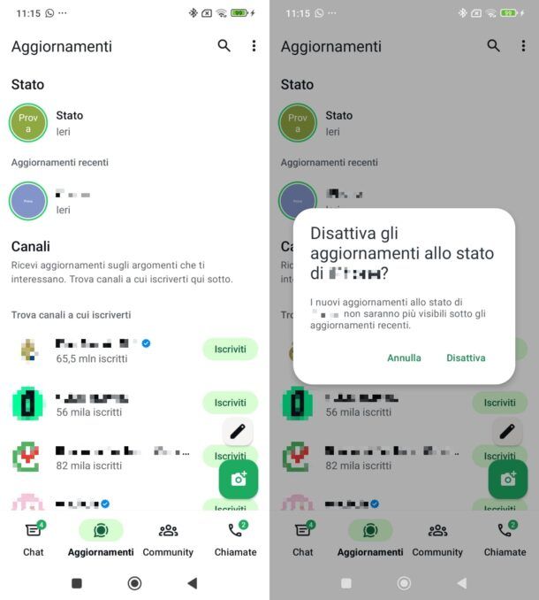 Come bloccare stati WhatsApp Android