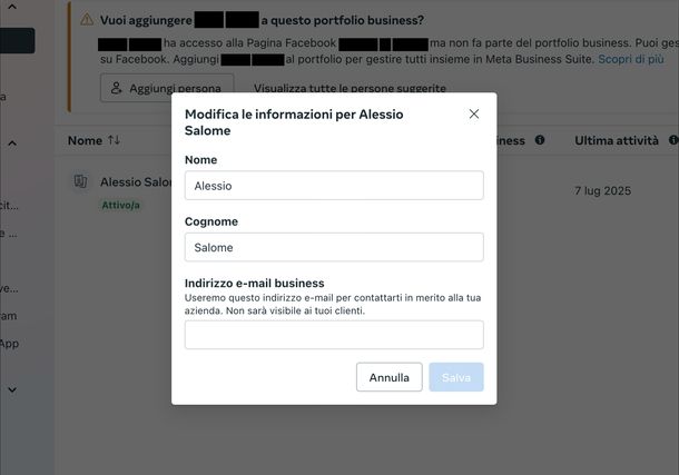 Cambiare email pagina Facebook