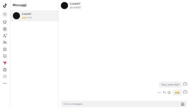 Chattare su TikTok da computer