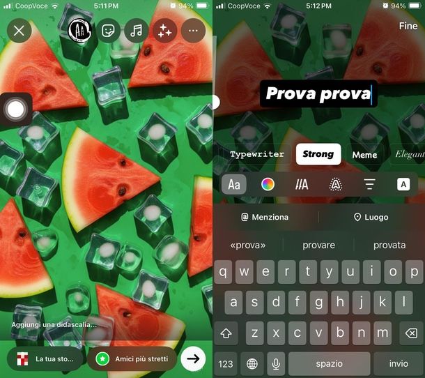 come scrivere su una foto di Instagram da iPhone storia