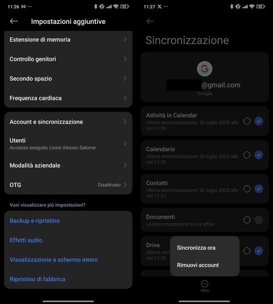 Uscire Gmail impostazioni Android