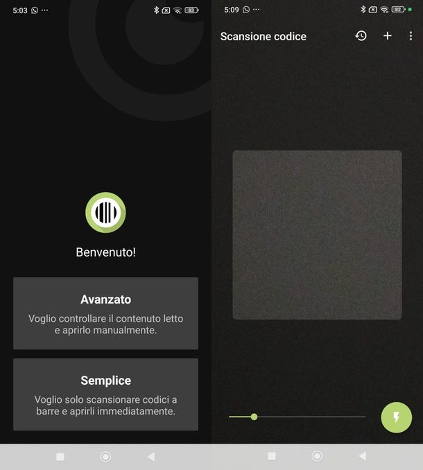 Binary Eye app per leggere QR code