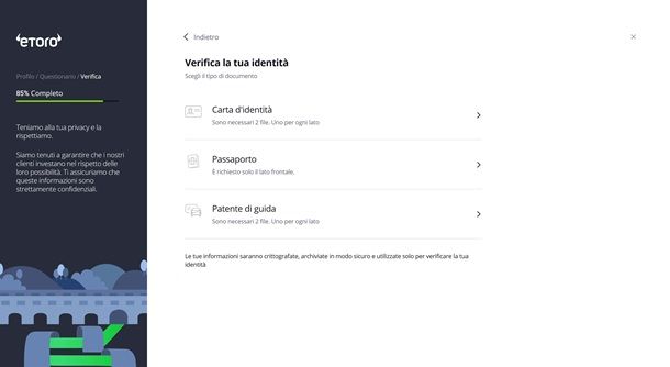 etoro documenti
