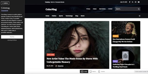 anteprima tema ColorMag