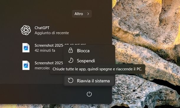 Riavviare Windows