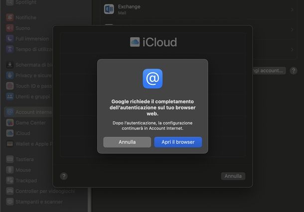 Salvare contatti Google macOS